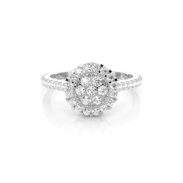 4 Prong & Full Bezel Setting Round Diamond Cluster Ring