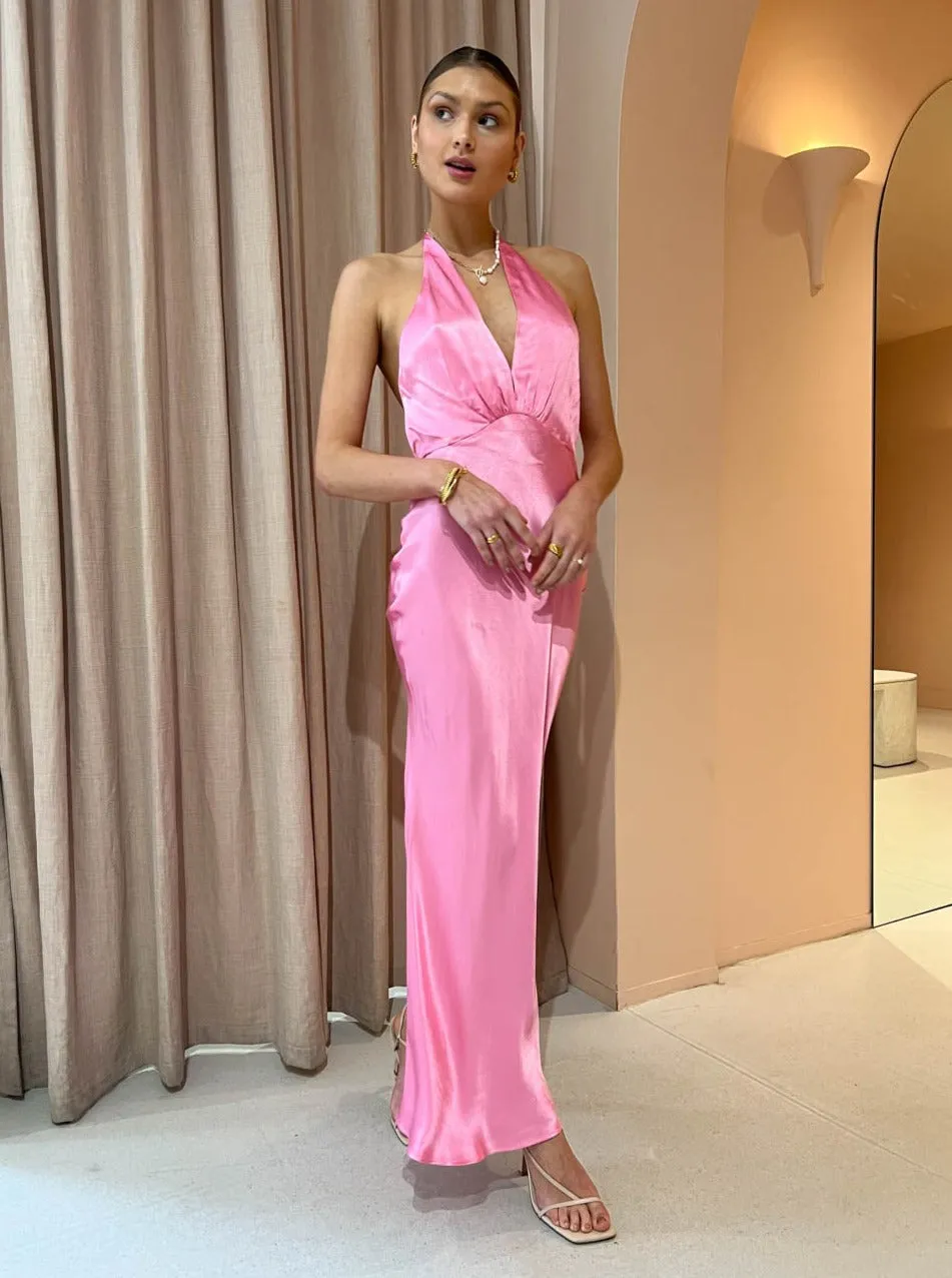 Bec and Bridge Indi Halter Maxi Dress in Candy Pink