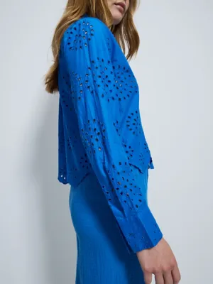 Blue Scallop Edge Schiffli Long Sleeve Shirt | Women | George at ASDA