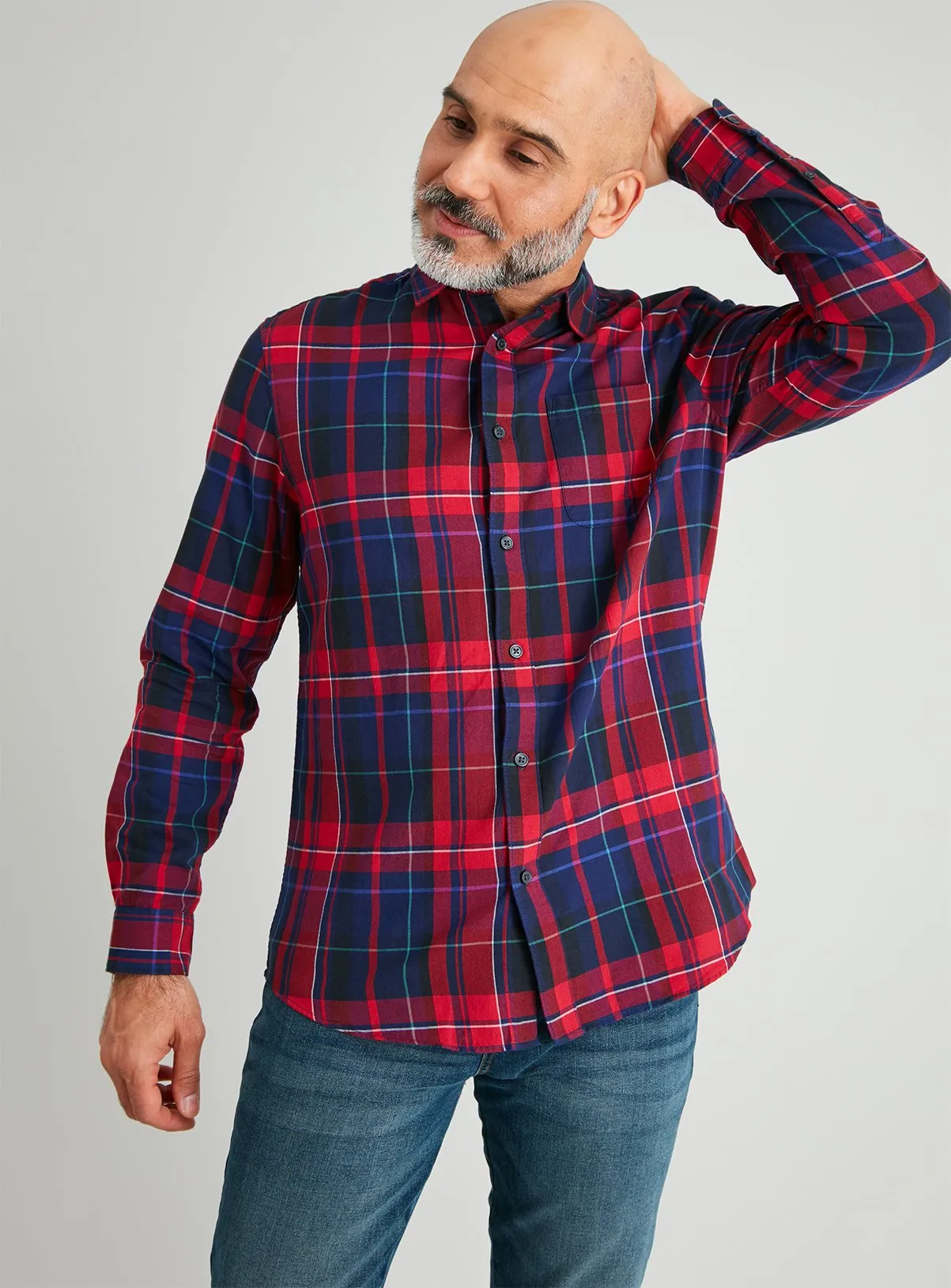 Buy Red & Navy Tartan Regular Fit Shirt - XL | Shirts | Tu