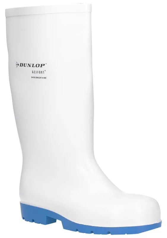 Dunlop Acifort Classic+ Waterproof Pull On White Wellington Boots S4 SRC - FS-24847-41106 - (LP)