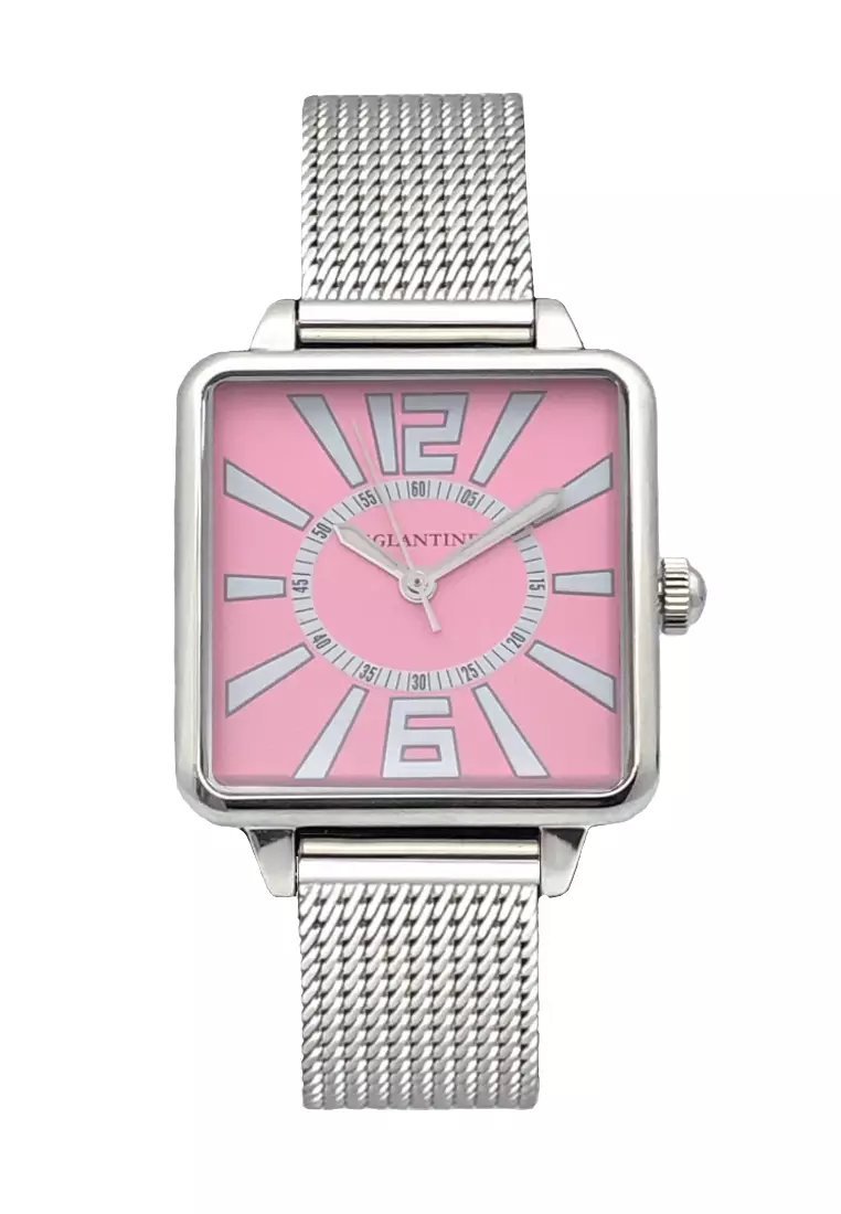 EGLANTINE Zalora Exclusive - EGLANTINE® La Parisienne Steel Quartz Watch, Pink Dial on Steel Milanese Bracelet