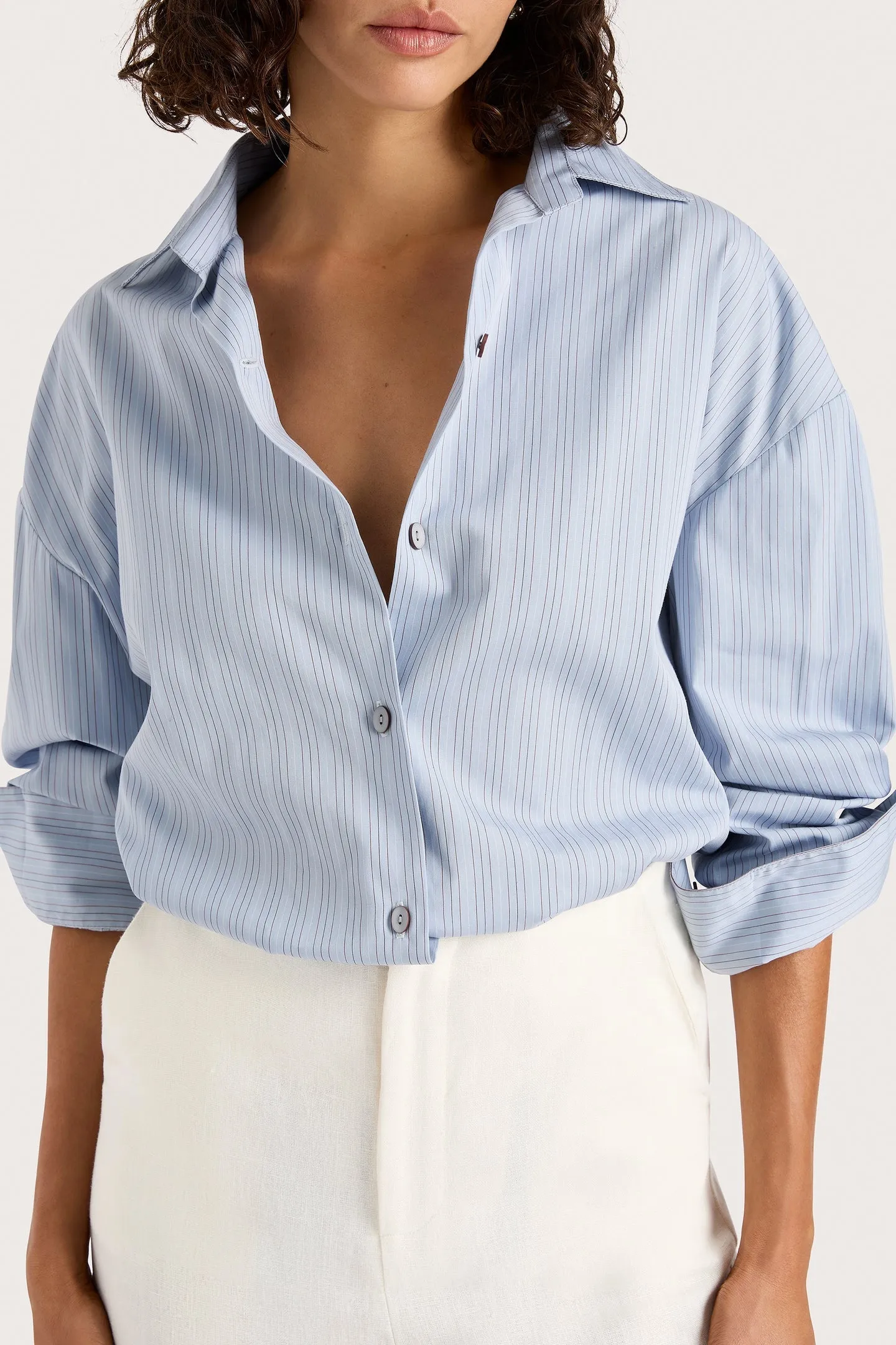 FREJA SHIRT - BLUE PINSTRIPE