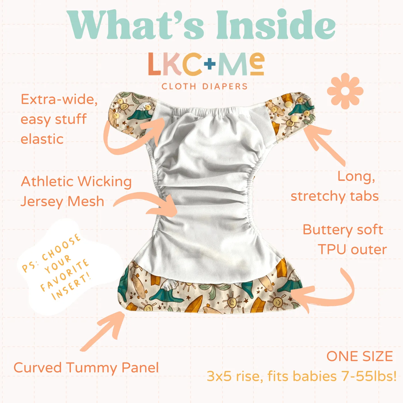 LKC+Me - One-Size Pocket Cloth Diaper with AWJ - Leilani *