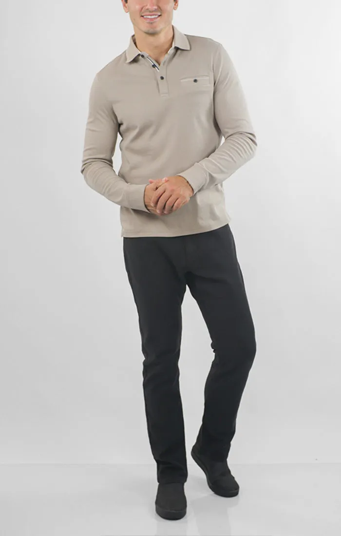 Luxe Cotton Long Sleeve Polo Shirt