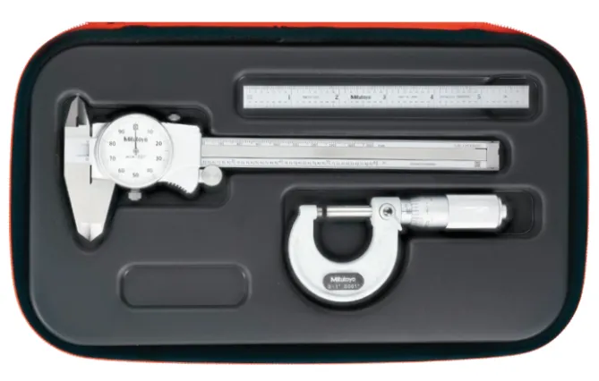 Mitutoyo - Soft Case Tool Kit - Dial Caliper, Micrometer, & Ruler - 64PKA283