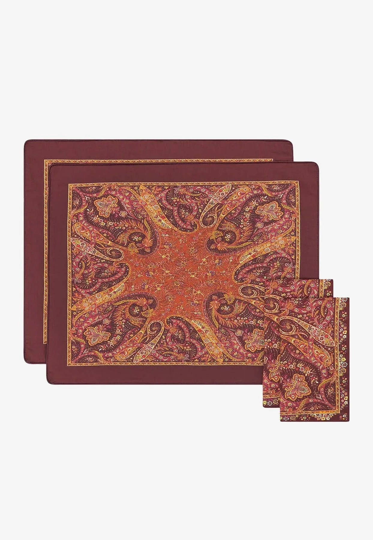 Paisley Print Table Napkins and Placemats Set - Set of 2