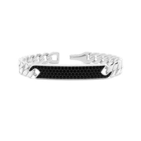 Pavé Black Diamond Bar Men's Link Bracelet