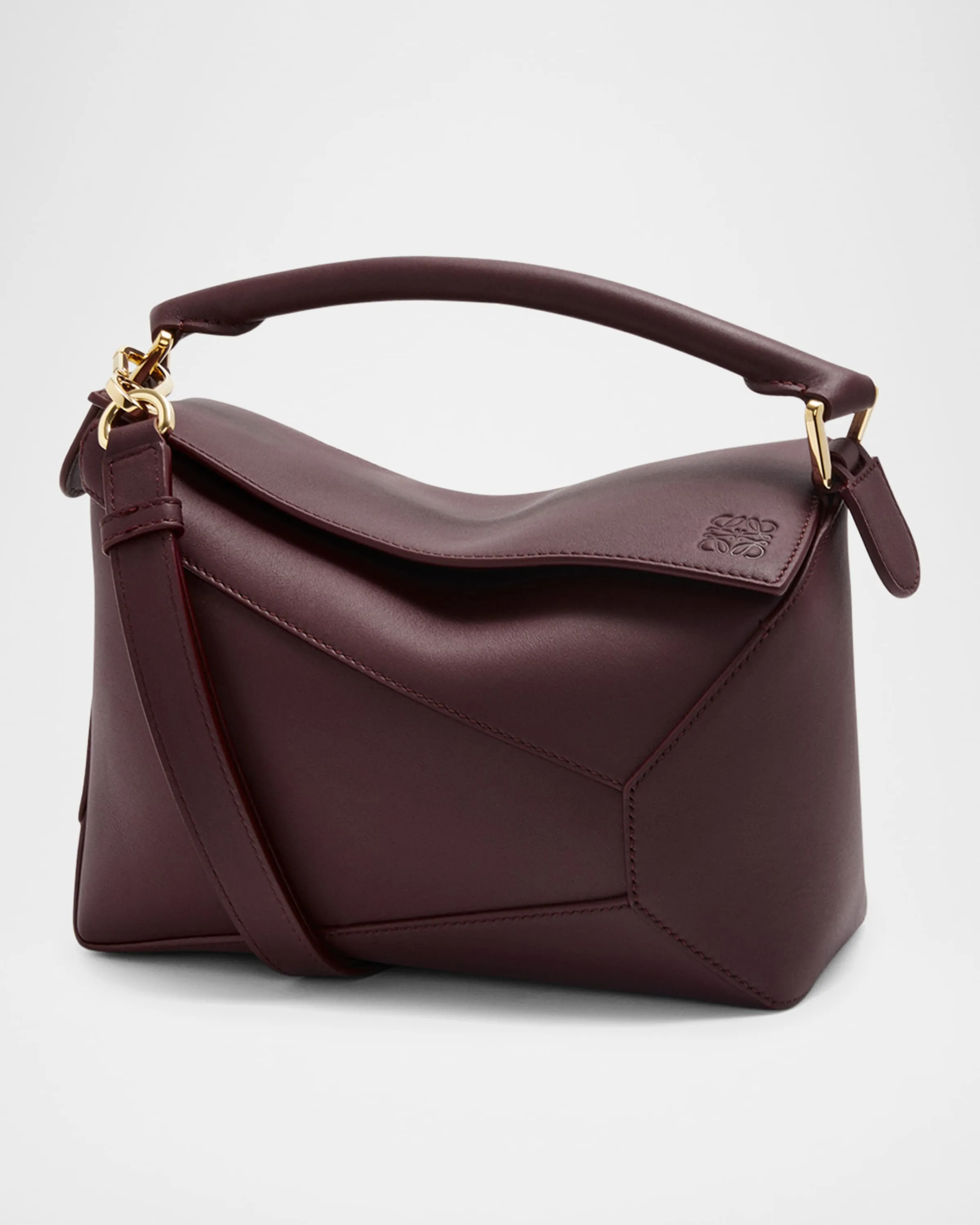 Puzzle Edge Small Top-Handle Bag in Leather