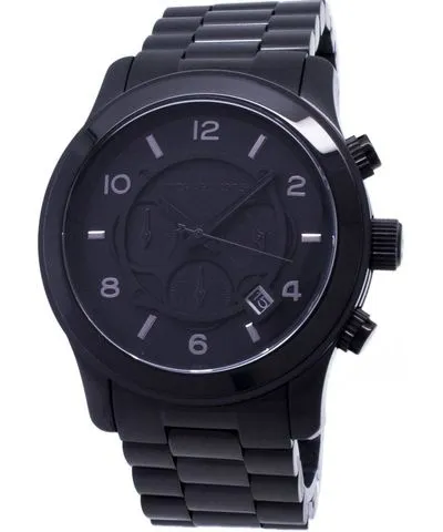Refurbished Michael Kors Runway Chronograph Stainless Steel Black Dial Quartz MK8157 100M Men's Watch