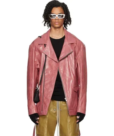 Rick Owens Pink Porterville Jumbo Luke Stooges Leather Jacket