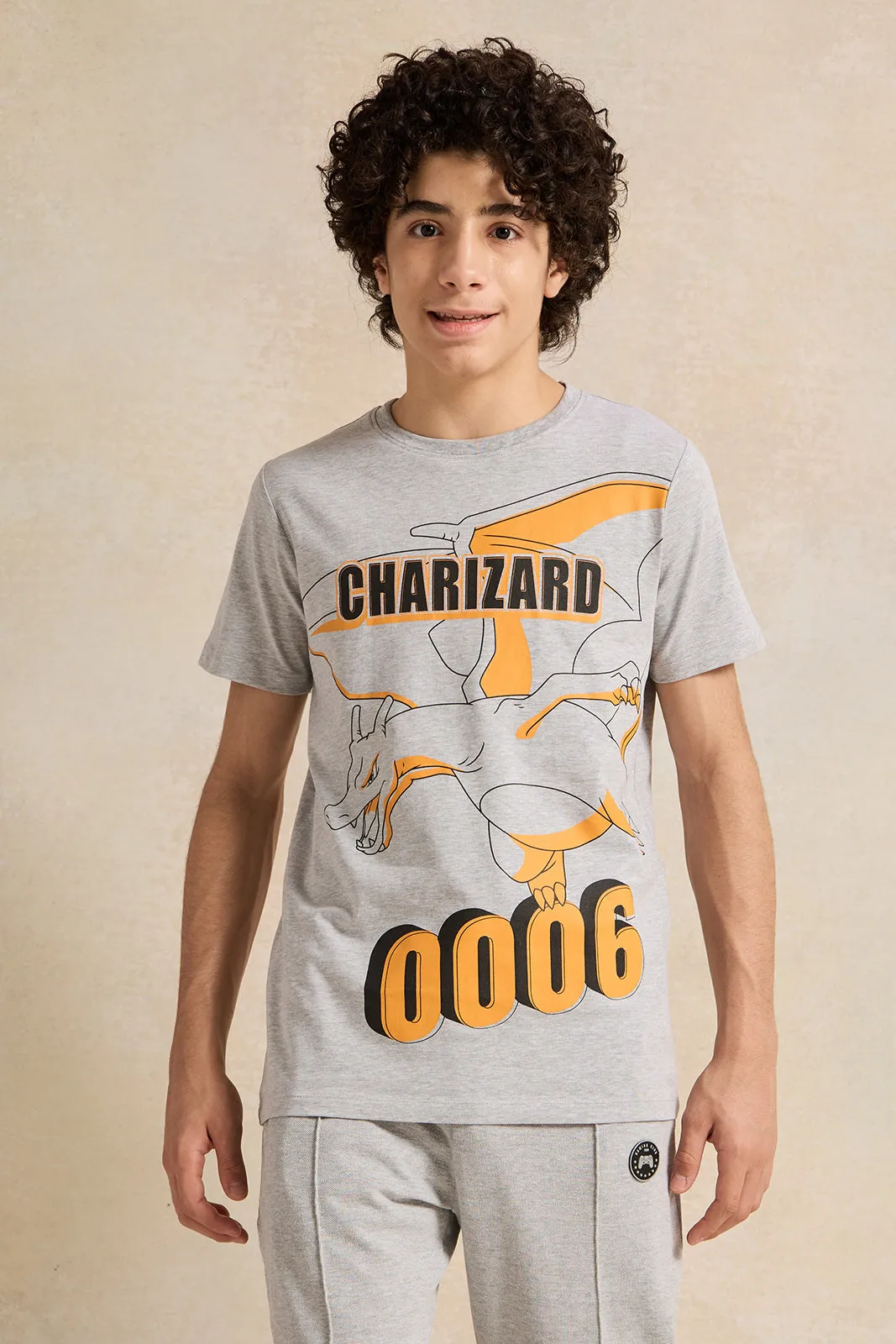 Senior Boys Grey Printed T-Shirt