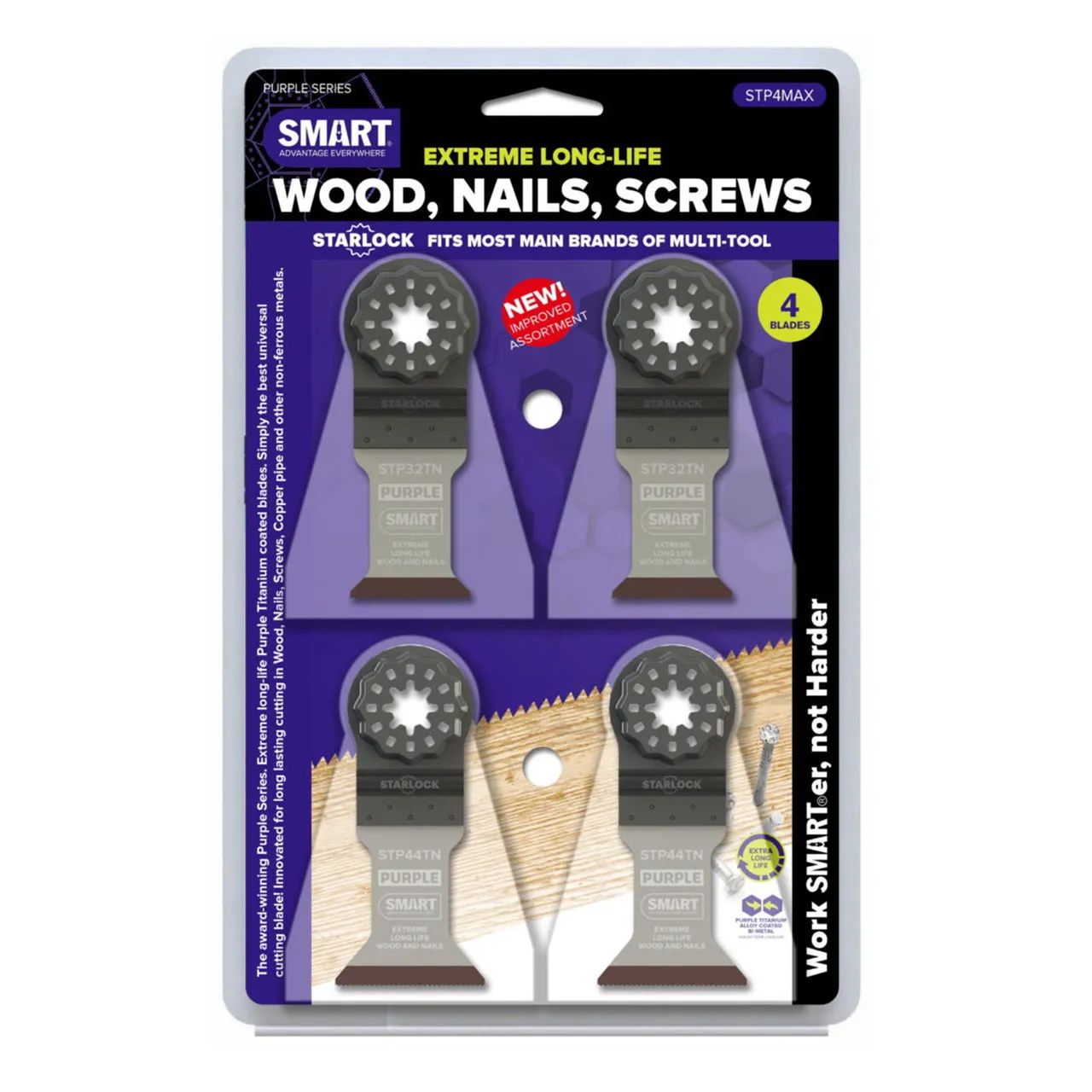 Smart STP4MAX Purple Series Starlock Blades (Pack Of 4)