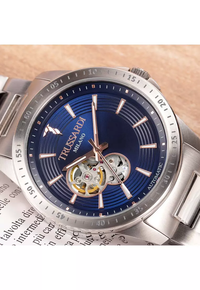 Trussardi 【2 Years Warranty】Trussardi T-Hawk 42mm Blue Dial Men's Automatic Watch R2423153002