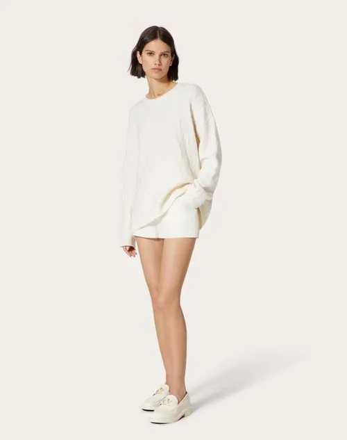 VALENTINO  |Casual Style Wool Long Sleeves Plain Logo V-neck & Crew neck